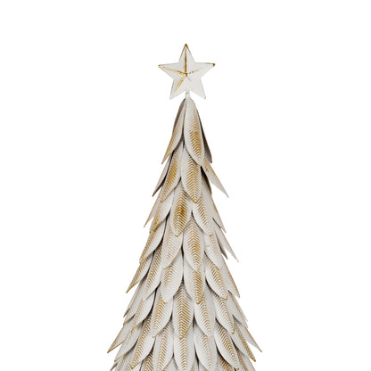 Medium White Metal Christmas Tree on Wooden Stand - 0.3550