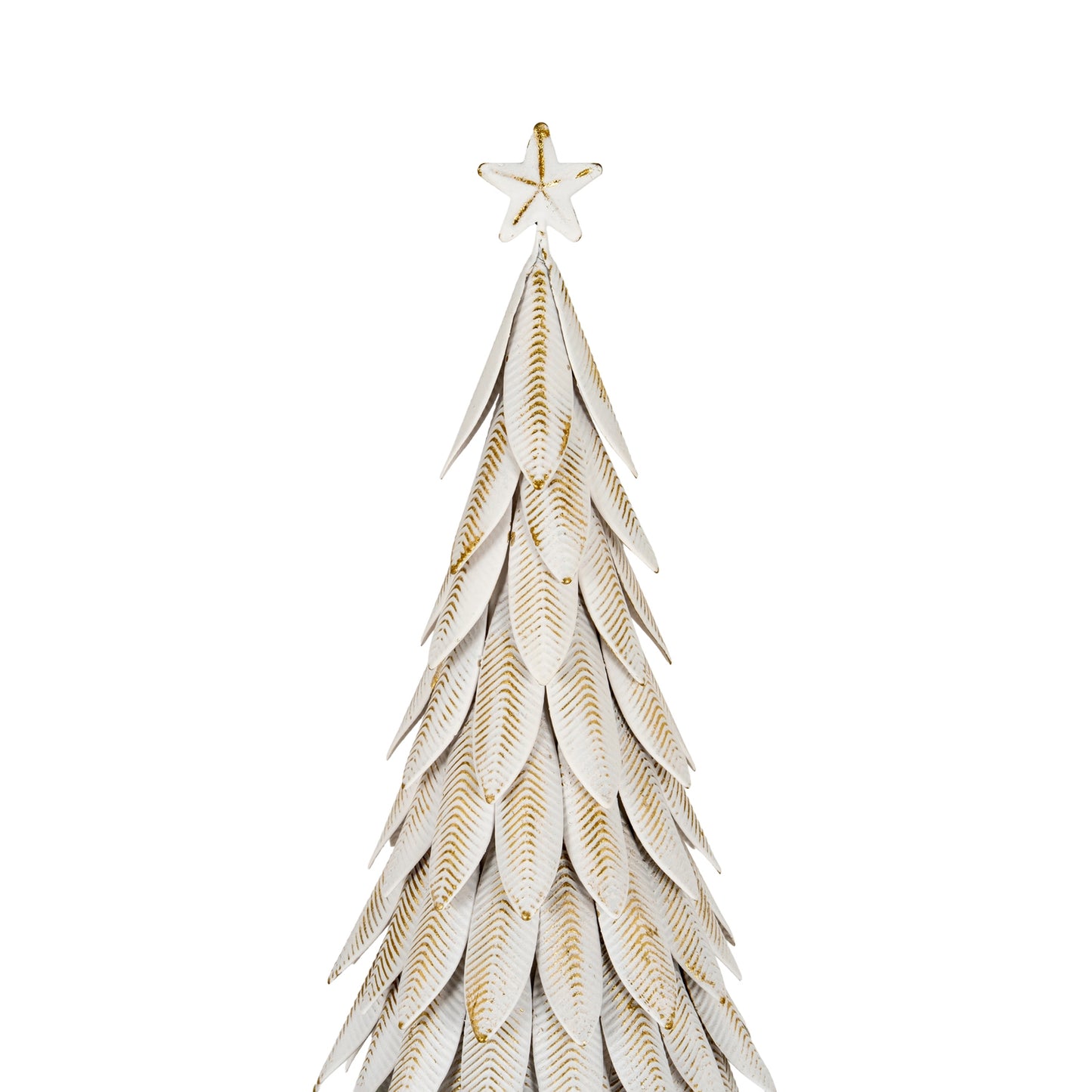 Large White Metal Christmas Tree on Wooden Stand - 0.9550