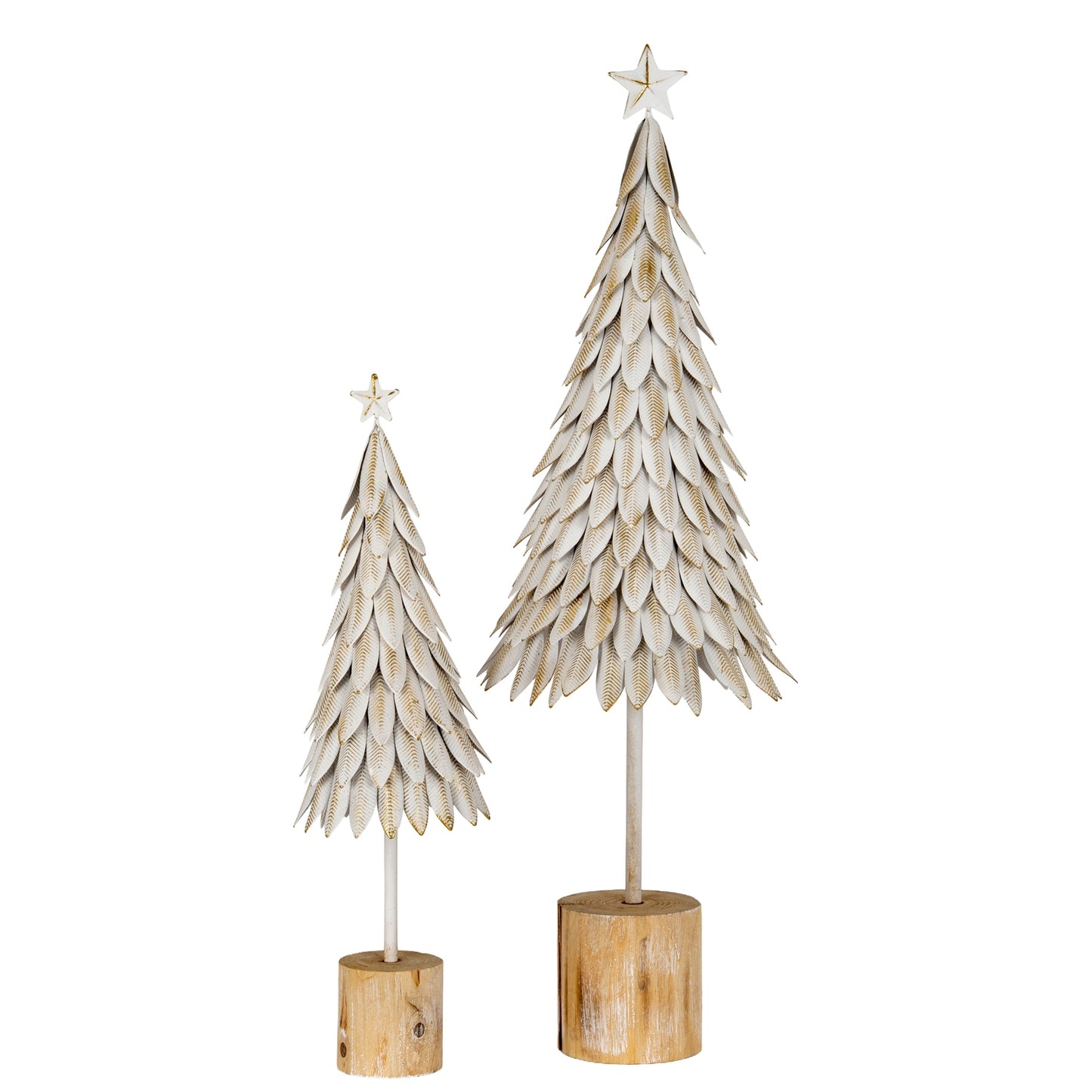 Large White Metal Christmas Tree on Wooden Stand - 0.9550