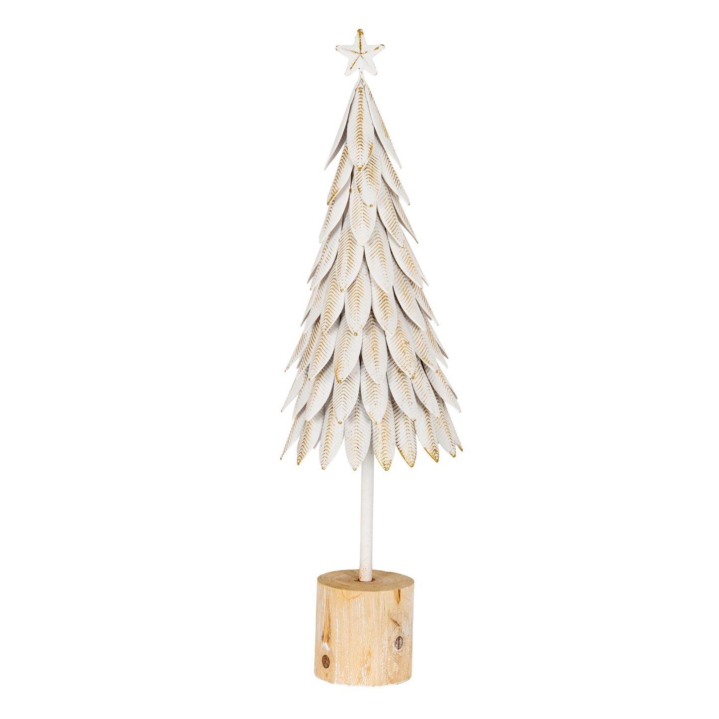 Large White Metal Christmas Tree on Wooden Stand - 0.9550