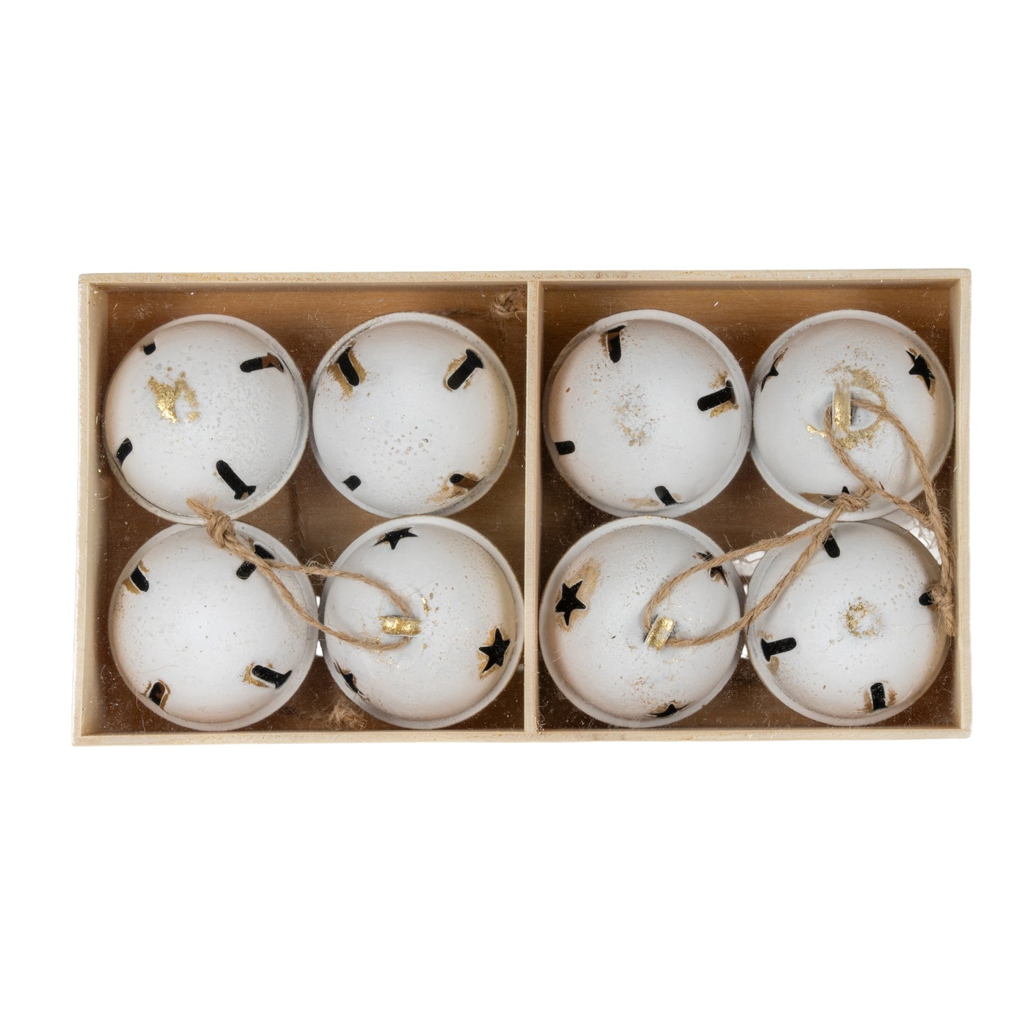 Eight Large Metal Nordic Bells in Wooden Box - 0.1800