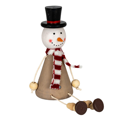 Wooden Jolly Sitting Snowman Decoration - 0.0450