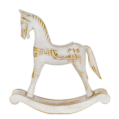Large Whitewashed Wooden Rocking Horse - 0.7050