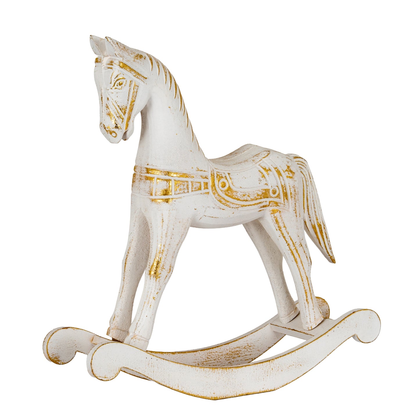 Large Whitewashed Wooden Rocking Horse - 0.7050