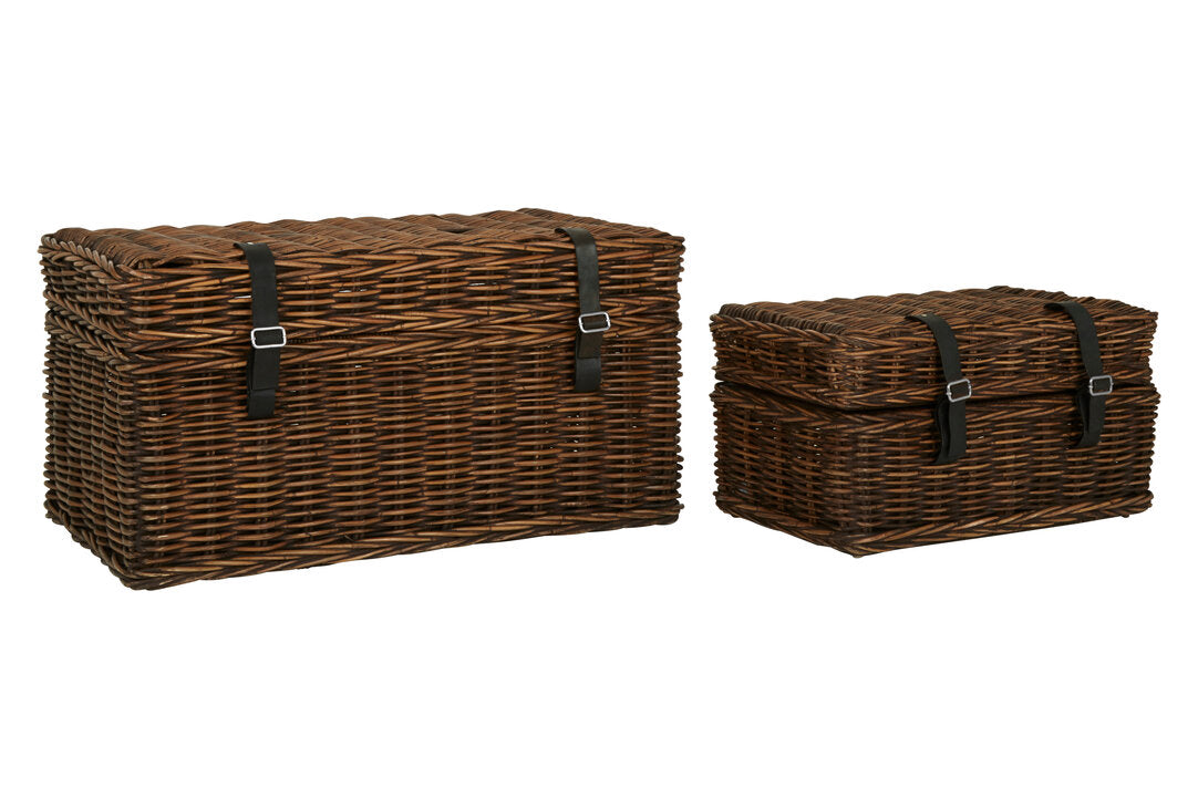 Sterling Brown Rattan Storage Trunks- set of 2