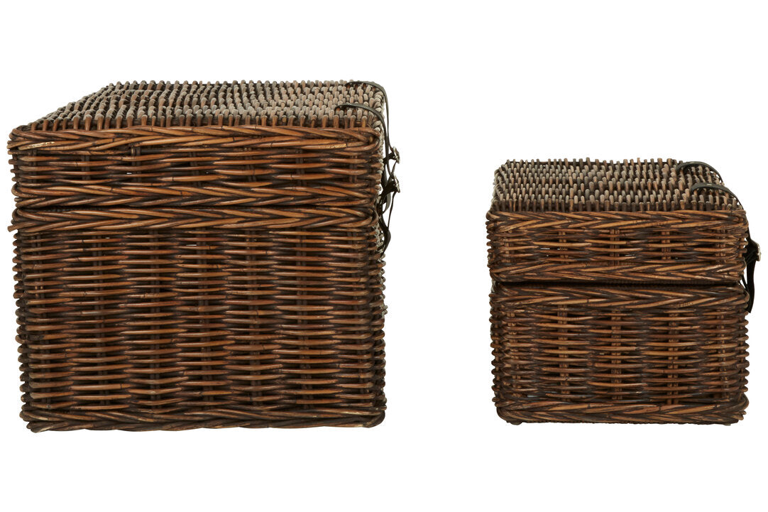 Sterling Brown Rattan Storage Trunks- set of 2
