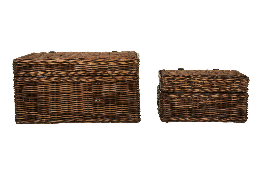 Sterling Brown Rattan Storage Trunks- set of 2