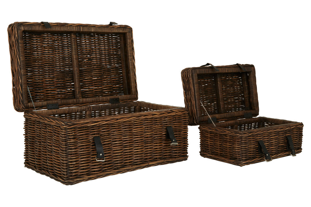Sterling Brown Rattan Storage Trunks- set of 2