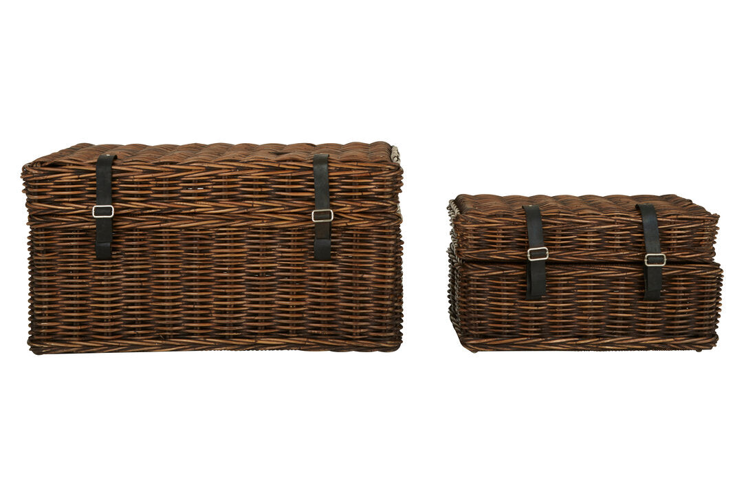 Sterling Brown Rattan Storage Trunks- set of 2