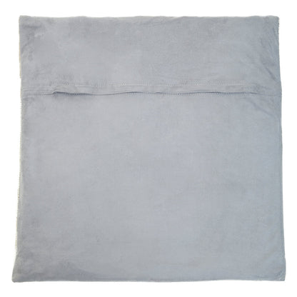 Azure Grey Hair on Leather Patchwork Cushion