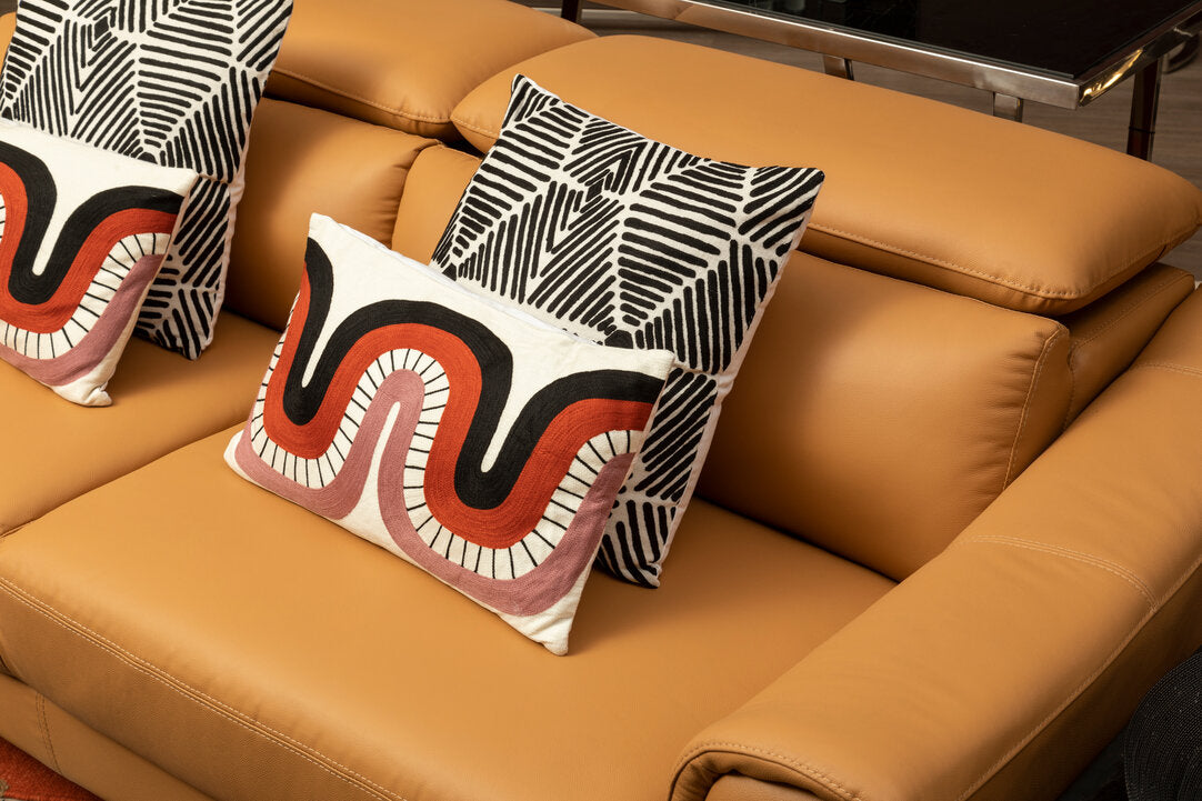 Zola Black And White Square Embroidered Cushion