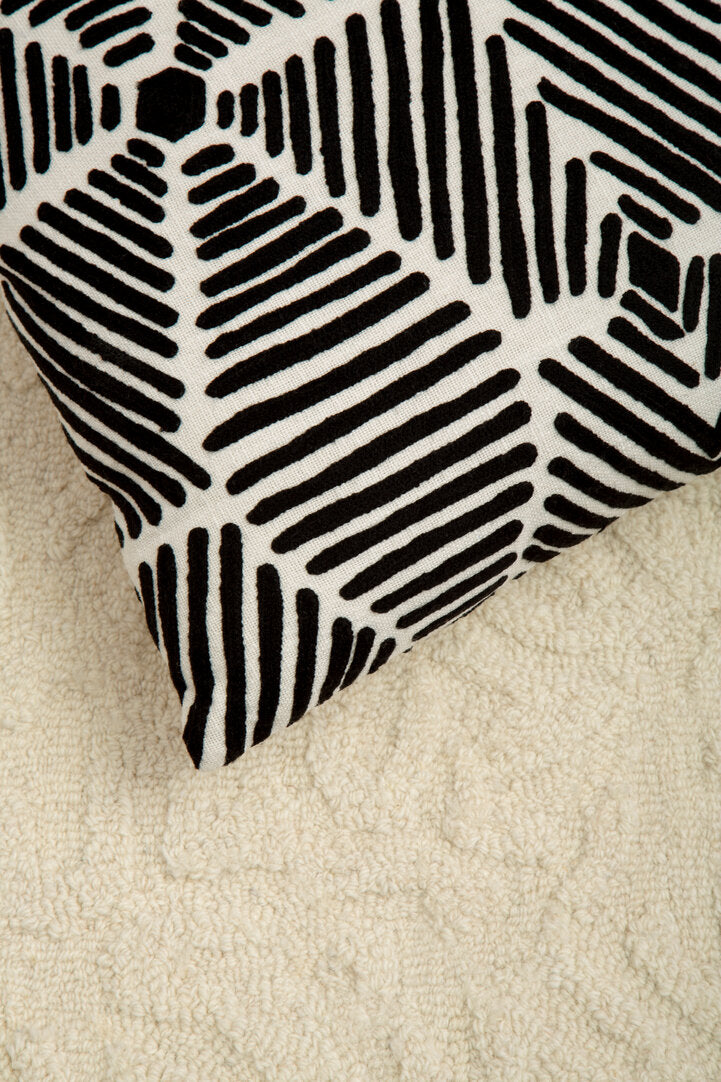 Zola Black And White Square Embroidered Cushion