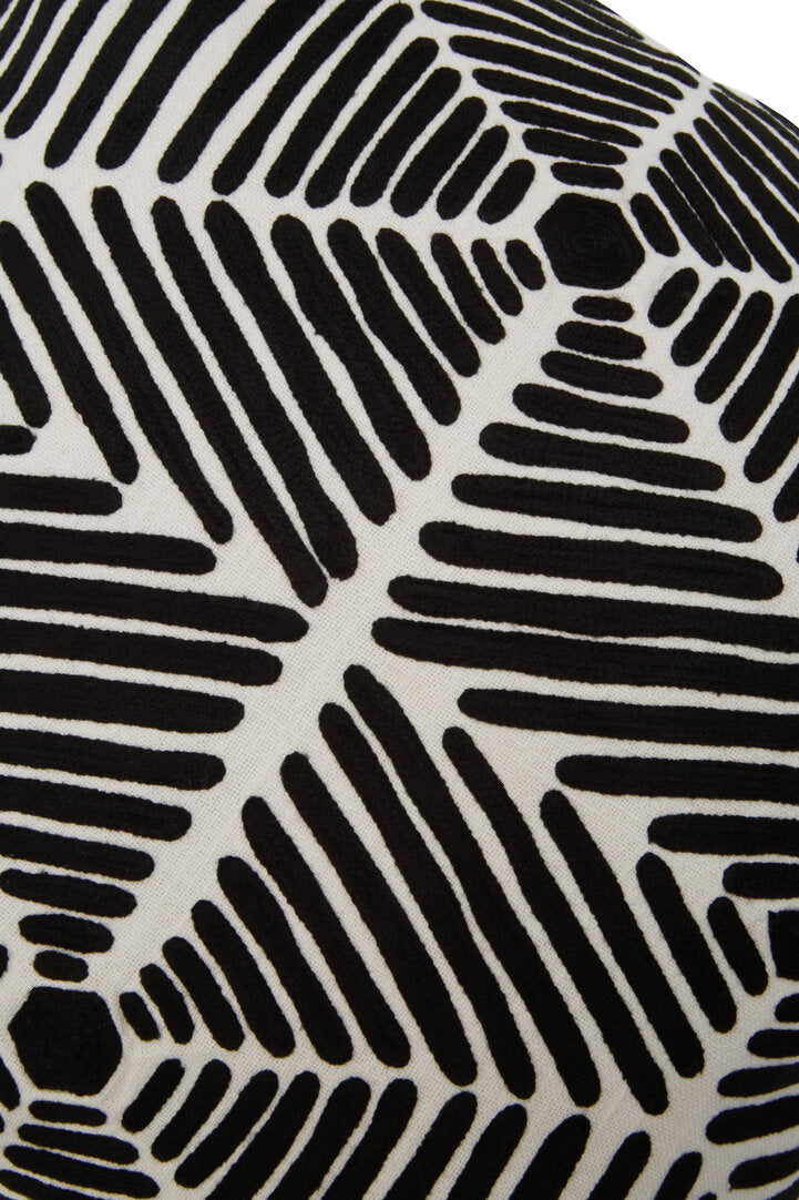 Zola Black And White Square Embroidered Cushion