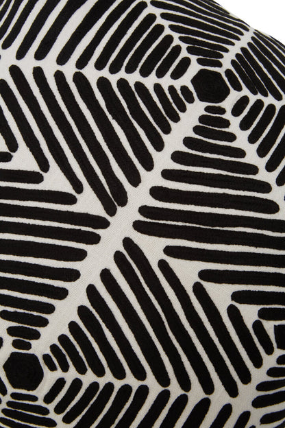 Zola Black And White Square Embroidered Cushion