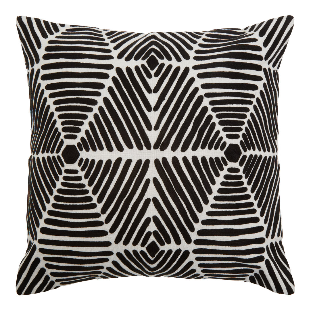 Zola Black And White Square Embroidered Cushion