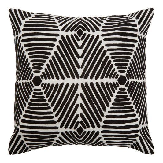 Zola Black And White Square Embroidered Cushion