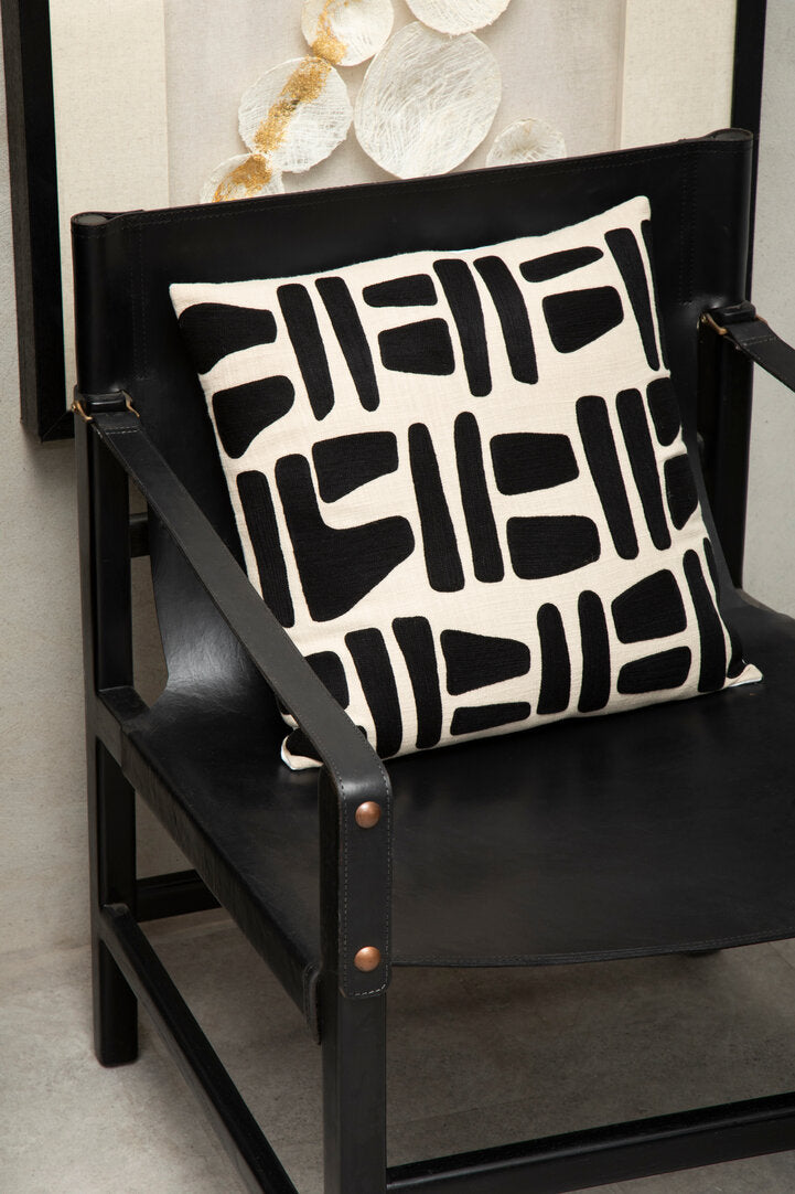 Zola Natural And Black Square Cushion