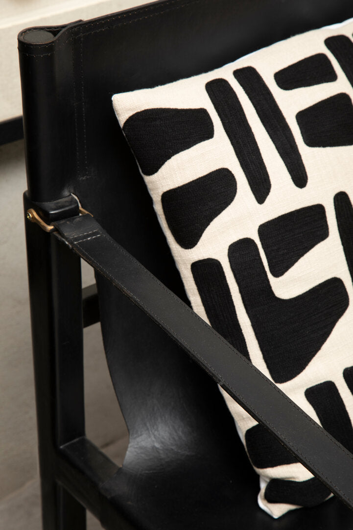 Zola Natural And Black Square Cushion