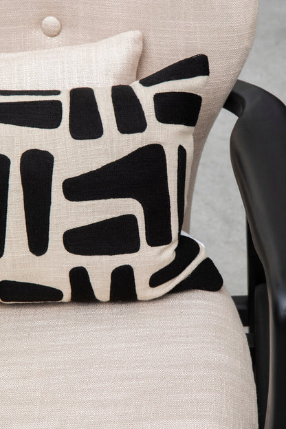 Zola Natural And Black Rectangular Cushion