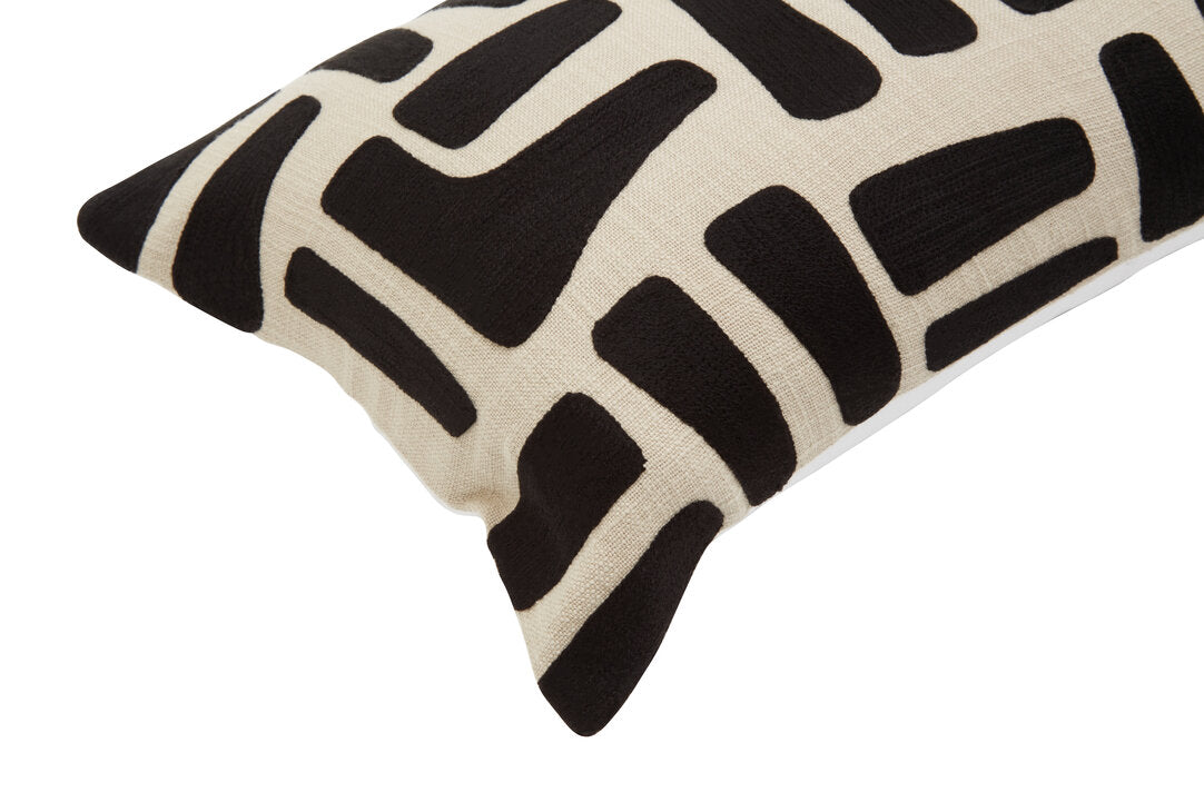 Zola Natural And Black Rectangular Cushion