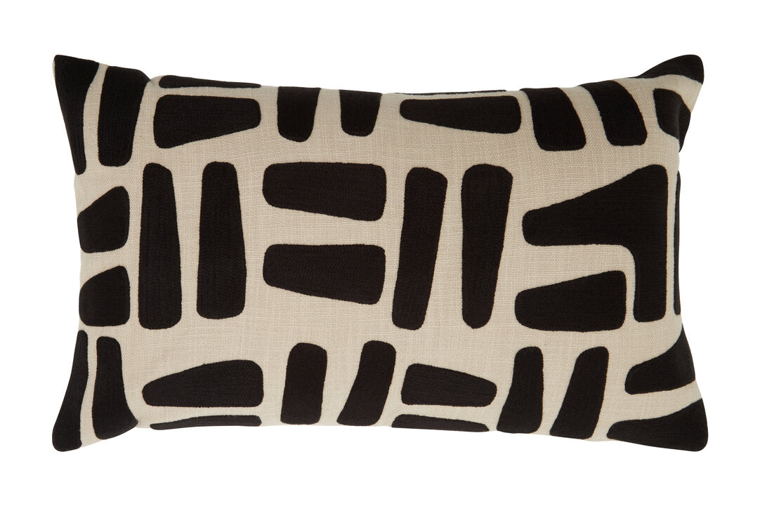 Zola Natural And Black Rectangular Cushion