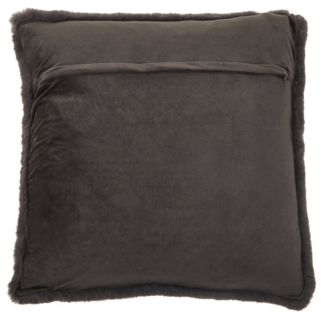 Folia Grey Square Fur Cushion