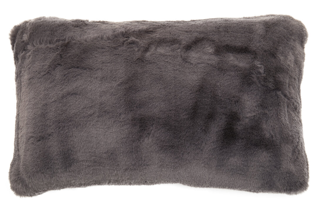 Folia Grey Rectangular Fur Cushion