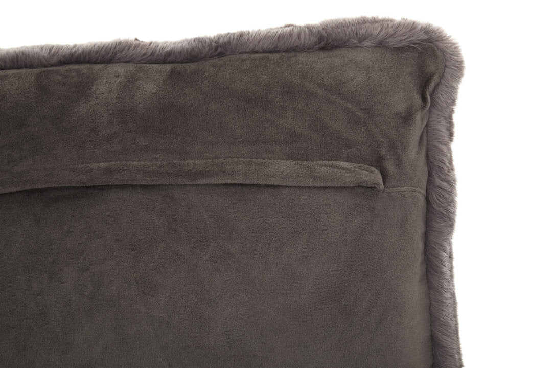 Folia Grey Rectangular Fur Cushion