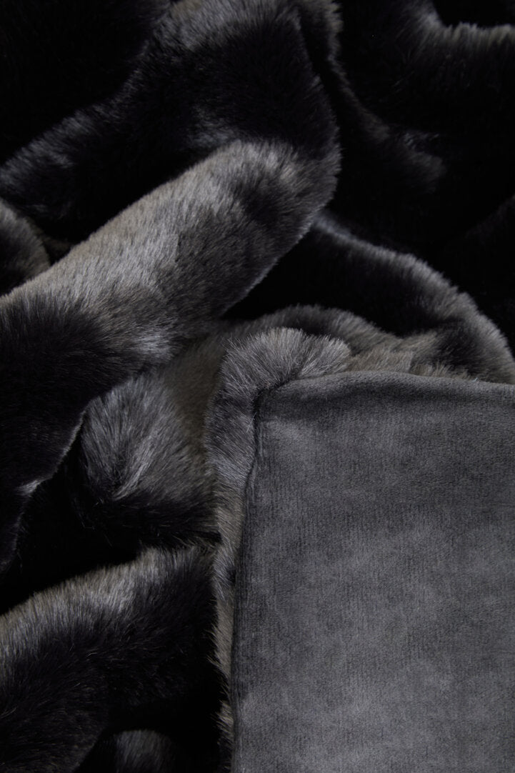 Folia Black Fur Throw