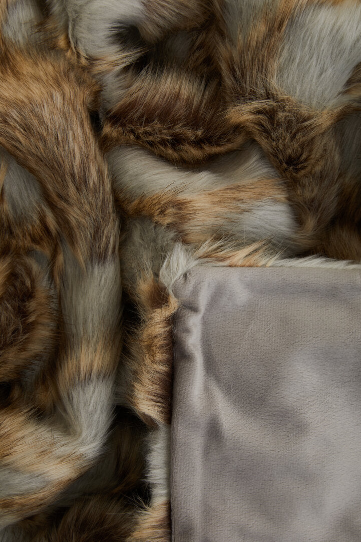 Folia Grey And Natural Fur Throw
