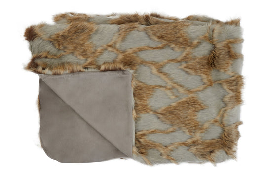 Folia Grey And Natural Fur Throw