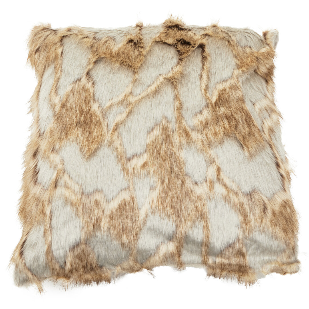 Folia Grey And Natural Square Fur Cushion