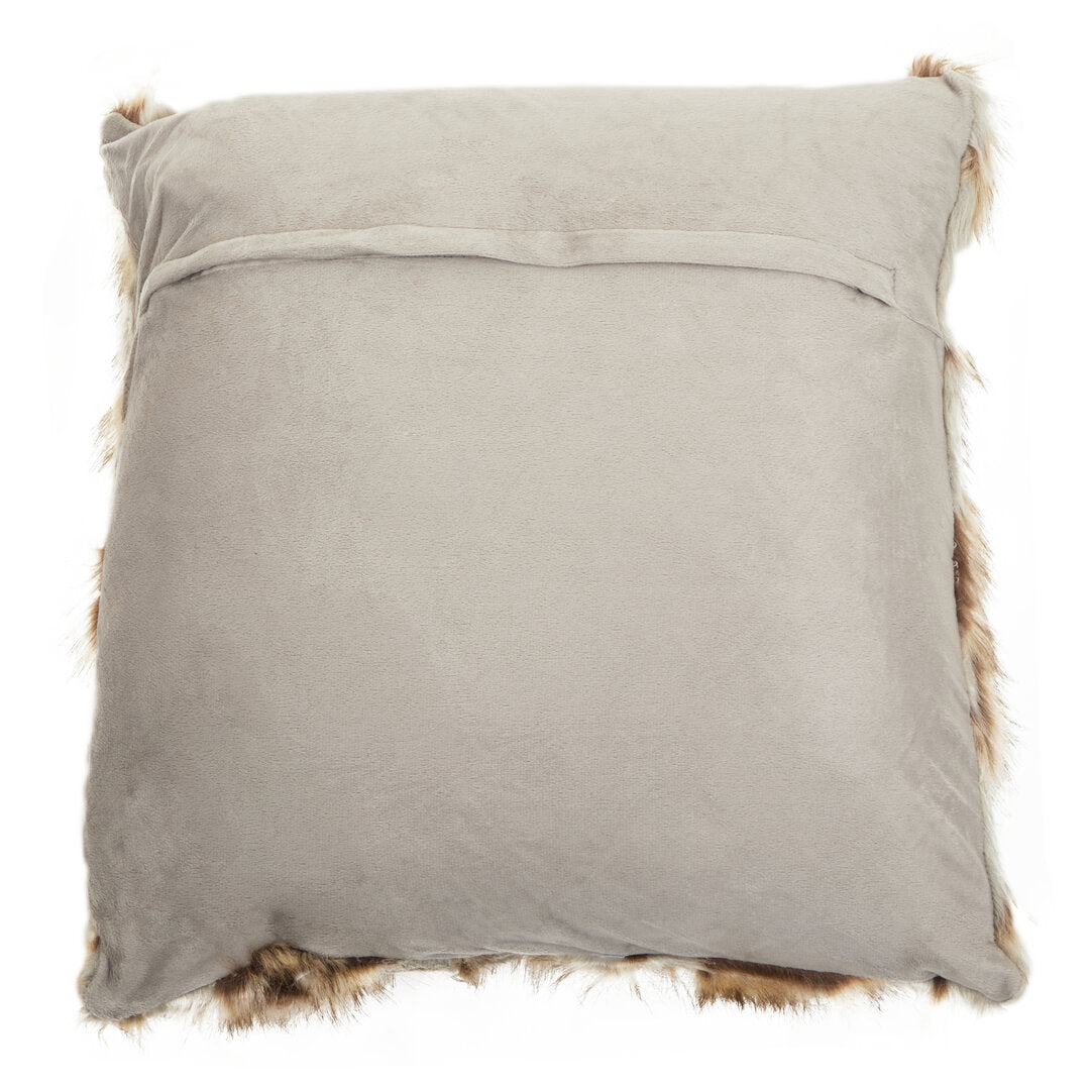 Folia Grey And Natural Square Fur Cushion