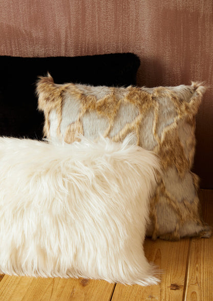 Folia Grey And Natural Square Fur Cushion