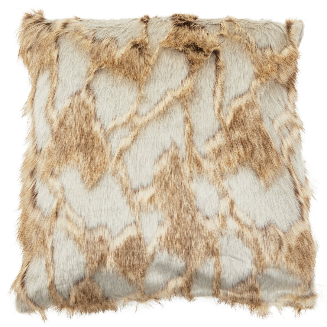 Folia Grey And Natural Square Fur Cushion