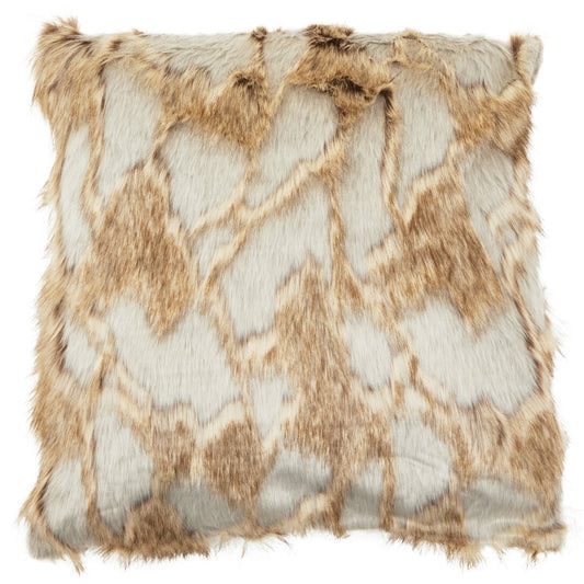 Folia Grey And Natural Square Fur Cushion