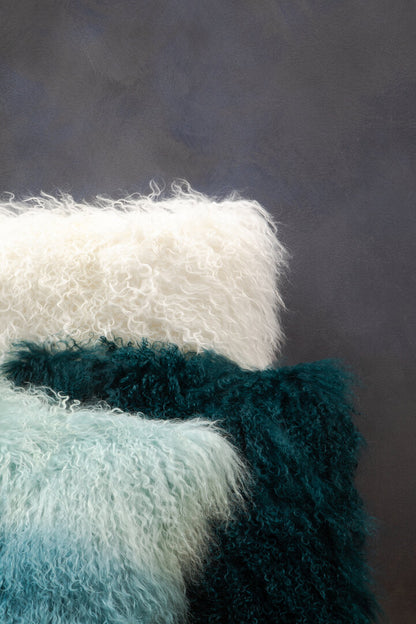 Regis Mongolian Fur White Square Cushion