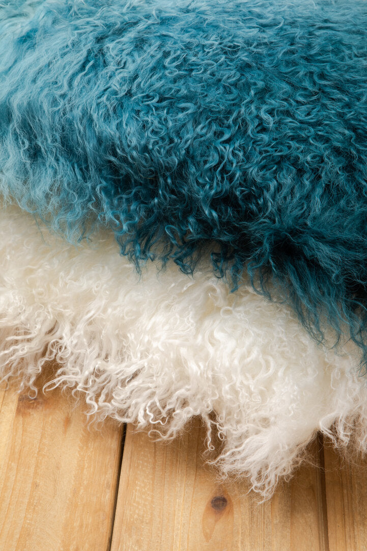 Regis Mongolian Fur White Square Cushion