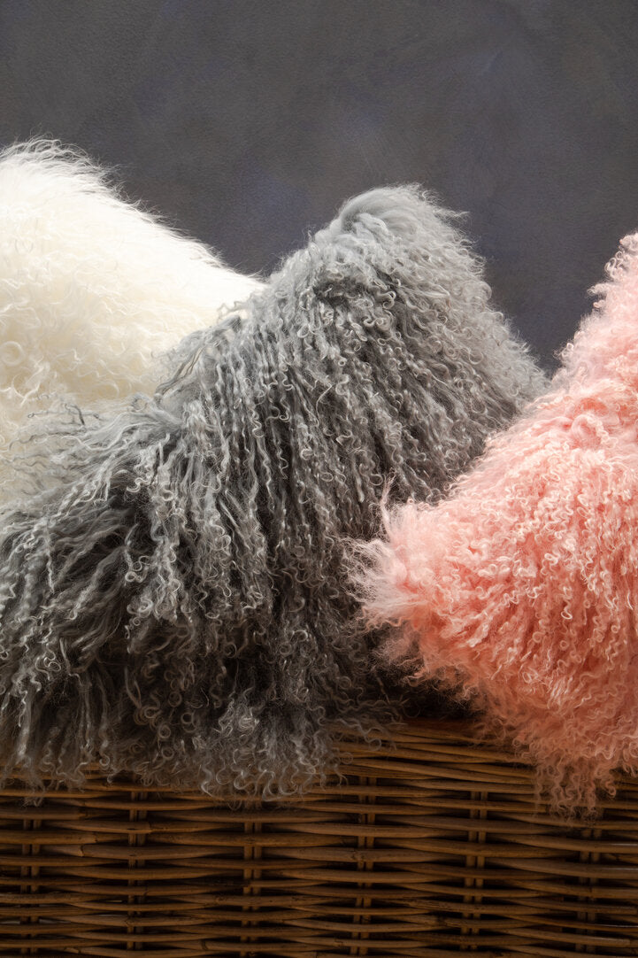 Regis Mongolian Fur White Square Cushion