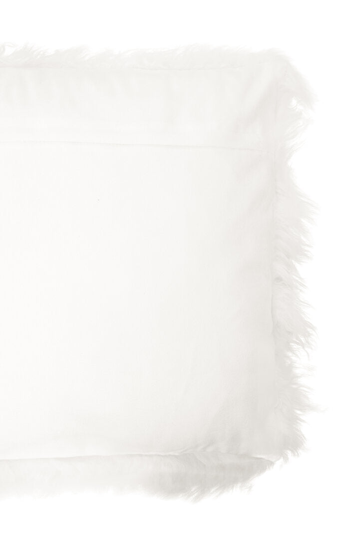 Regis Mongolian Fur White Square Cushion