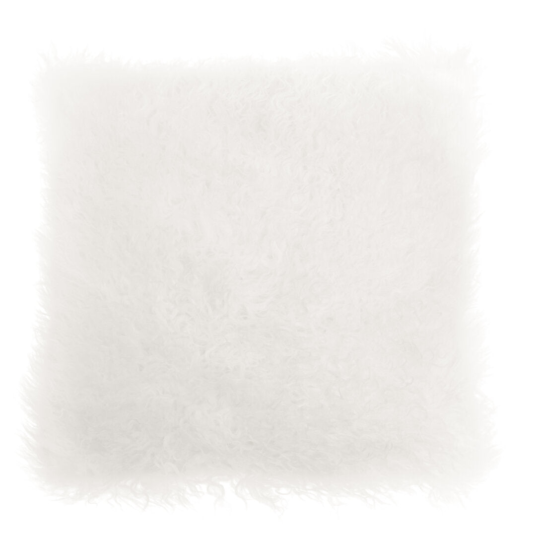 Regis Mongolian Fur White Square Cushion