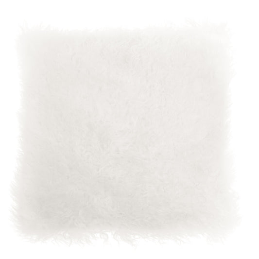 Regis Mongolian Fur White Square Cushion