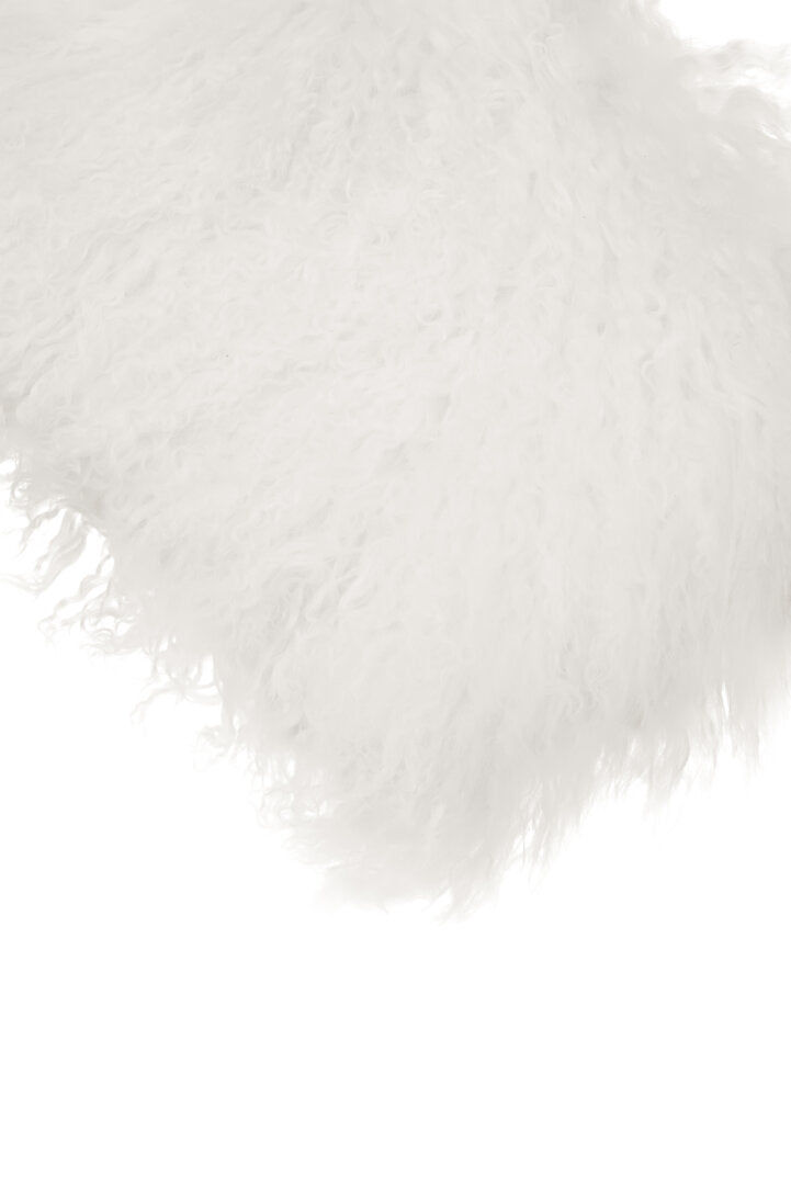 Regis Mongolian Fur White Rectangular Cushion