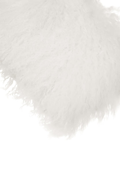 Regis Mongolian Fur White Rectangular Cushion