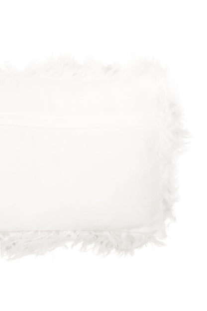 Regis Mongolian Fur White Rectangular Cushion