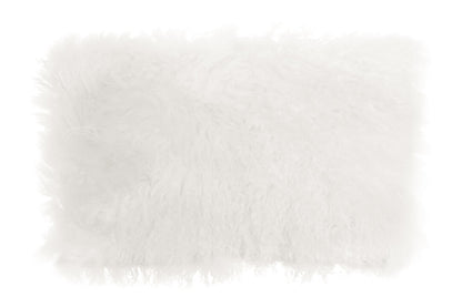 Regis Mongolian Fur White Rectangular Cushion