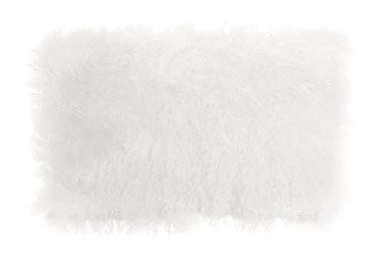 Regis Mongolian Fur White Rectangular Cushion