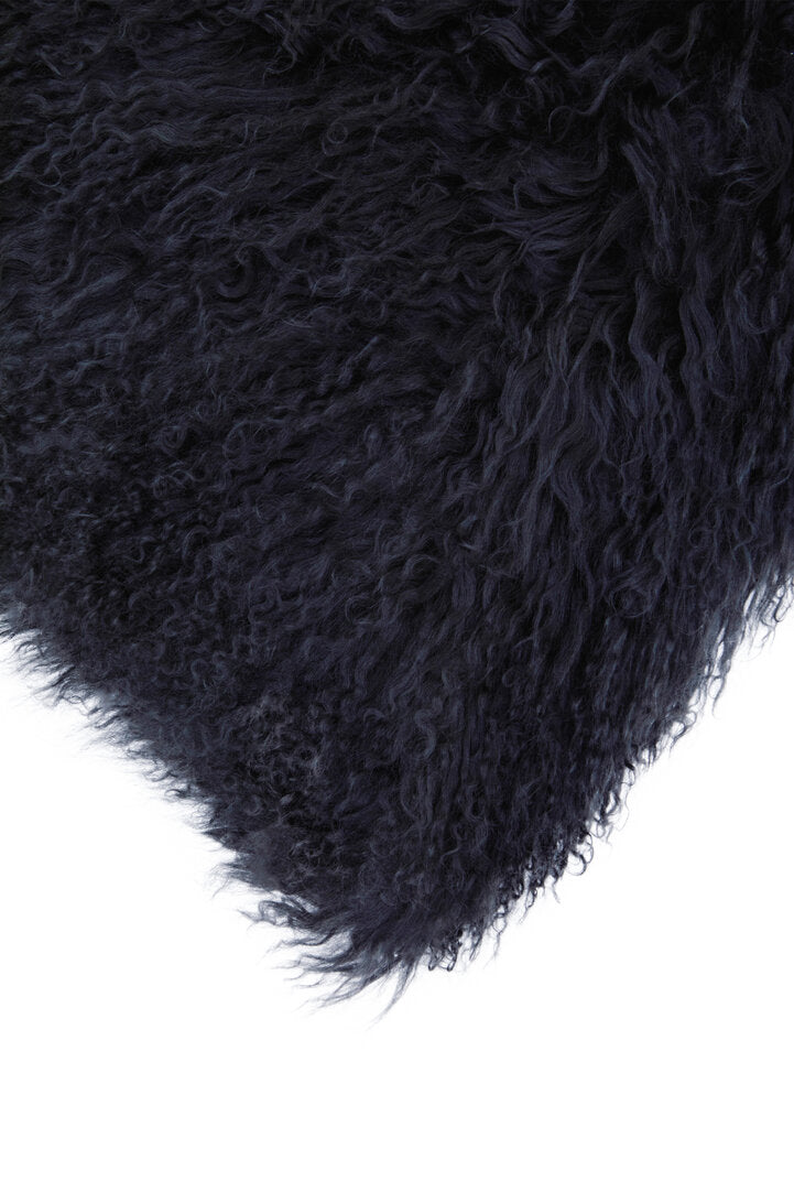 Regis Mongolian Fur Black Square Cushion