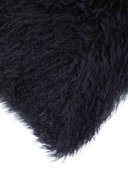Regis Mongolian Fur Black Square Cushion
