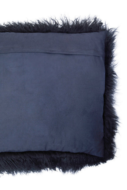 Regis Mongolian Fur Black Square Cushion